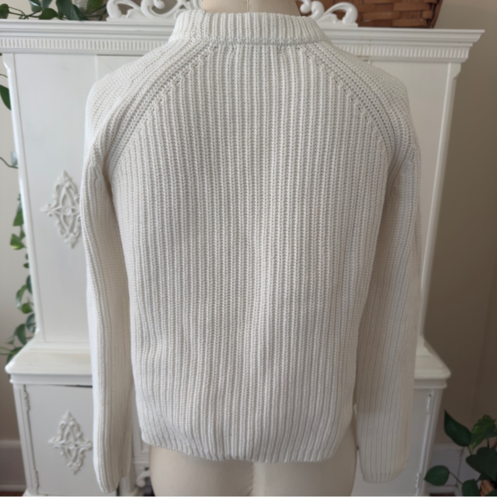 Quince Ivory 100% Organic Cotton 
Fisherman Crew Sweater - Picture 4 of 9